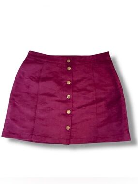 Old Navy Purple A-line Mini Skirt With Brass Buttons